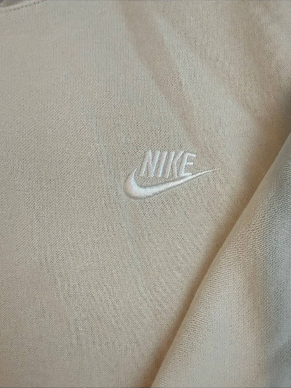 Nike Men's Beige Cream Hoodie with Small White Swoosh - Picture 2 of 3